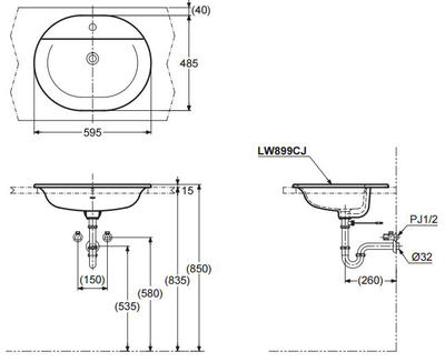 Chậu rửa Lavabo TOTO  LW899CJ dương vành