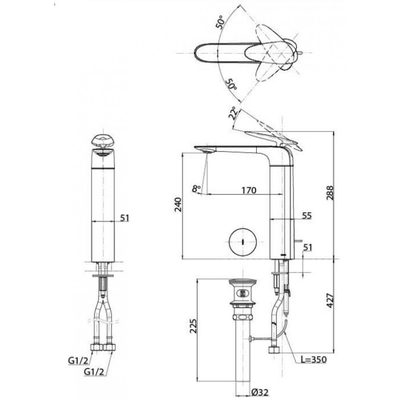 Vòi chậu Lavabo TOTO  TLP03301A1 nóng lạnh cổ cao