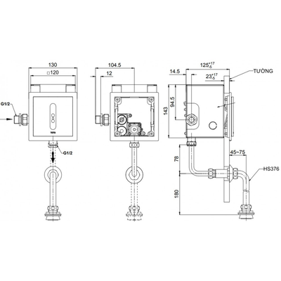 Van xả bồn tiểu nam TOTO TTUE602DN cảm ứng dùng pin