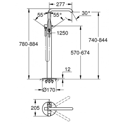 Vòi bồn tắm Grohe 23491001 + 29086000 đặt sàn Essence