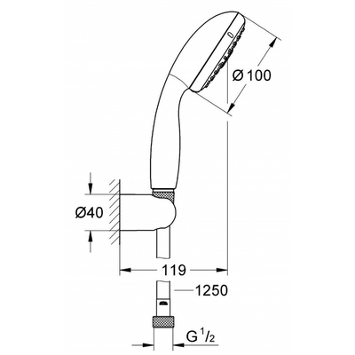 Bộ tay, gác, dây sen tắm Grohe27799001 New Tempesta II