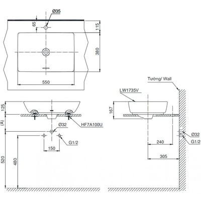 Chậu rửa Lavabo TOTO LT1735 đặt bàn