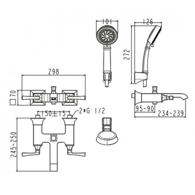 Bộ sen tắm American Standard WF-1611 Kastello nóng lạnh