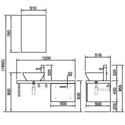 Bộ tủ chậu rửa lavabo INAX CB1206-5QF-B Bella 