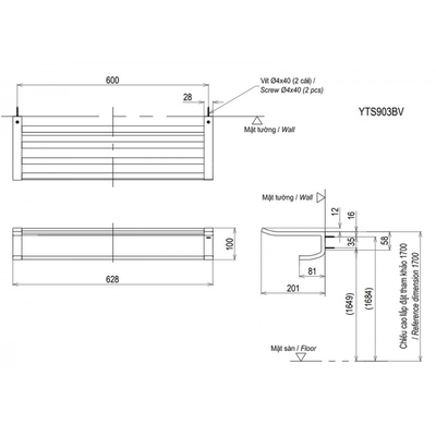 Thanh vắt khăn TOTO YTS903BV hai tầng