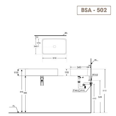 Chậu rửa lavabo BASIC BSA-502 đặt bàn